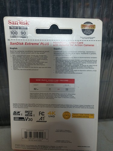 SanDisk 32GB EXTREME PLUS MicroSDHC Card with Adapter - Picture 4 of 4