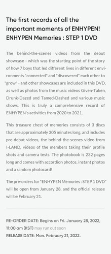 ENHYPEN MEMORIES : STEP 1 DVD/Photo Book+Accordion Photo+Instant Card+Photo Card - Picture 13 of 19