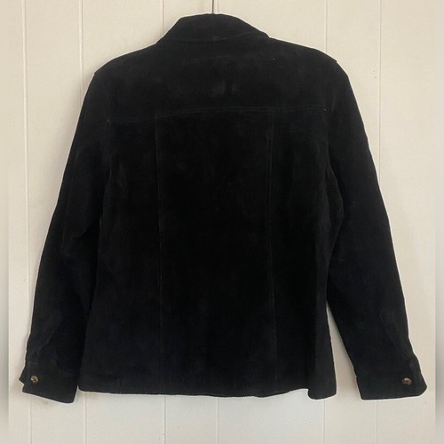 Real Comfort Jacket Women’s 10 Black 100% Leather Suede Coastal Cowgirl - Picture 2 of 5