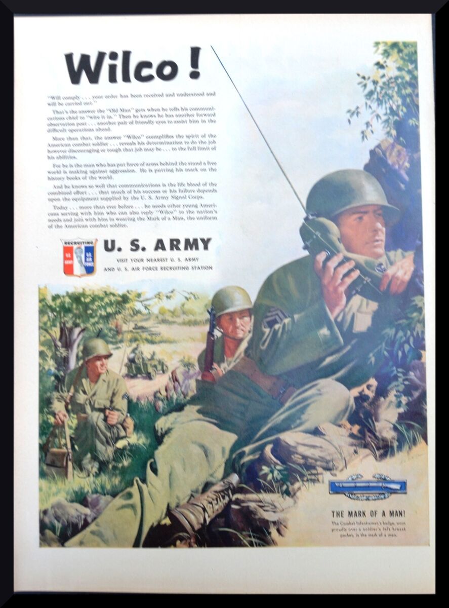 1951 U.S. Army Recruitment Vintage Print Ad Original Wilco! | eBay