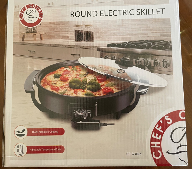 Round Electric Skillet CHEF’S COUNTER CC-260 12" Aluminum Hot Plate nonstick NEW