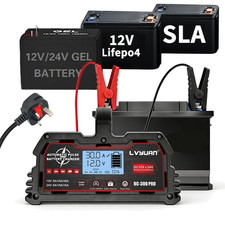 30A 12V&24V Lead Acid and 12V LiFePO4 Car Smart Battery Charger w/Pulse Repair