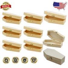 Gothic Wood Coffins 6" - 6 Pack, Natural Wood, Candy Holder, Ring Box