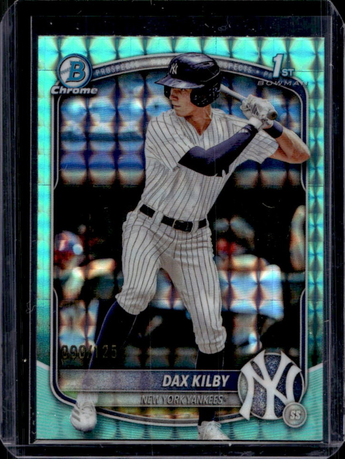 2025 Bowman Draft Dax Kilby Chrome Aqua Geometric Refractor 1st #/125 Yankees