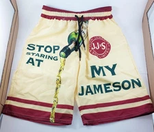 NEW NWOT STOP STARING AT MY JAMESON IRISH WHISKEY MEN'S DRAWSTRING SHORTS SMALL