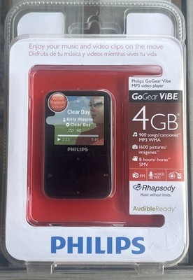 Philips GoGear Vibe 4GB Black MP3 Music/Video Player New Sealed