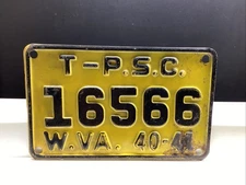 Vintage 1940-41 West Virginia T-P.S.C. Public Service Commission Plate Trucking 