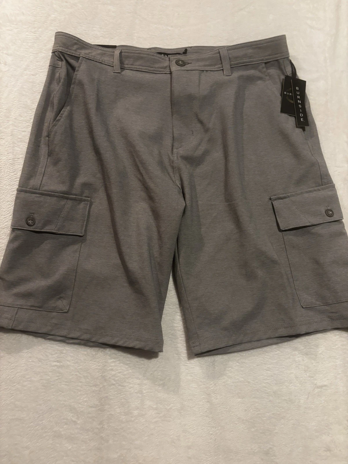 NWT Burnside Men's 34 Summer Cargo Quick Dry Nylon Casual Shorts Gray Golf