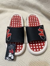 Disney Minnie Mouse Women  s Slide Sandals Black/Red/White Size11 New Without Box