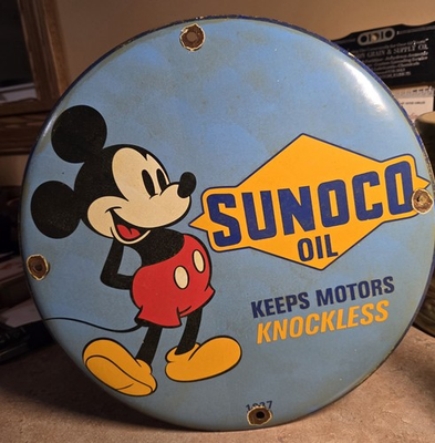 #ad Sunoco Oil Keeps Motors Knockless Porcelain Sign 11 3 4 Inch New $24.95