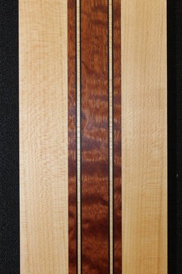 Quilted Sapele, Hard Maple, Black Veneer Laminated Guitar Neck Blank.