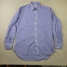 Charles Tyrwhitt Dress Shirt Mens 15.5 - 35 Blue Gingham Check Plaid Long Sleeve