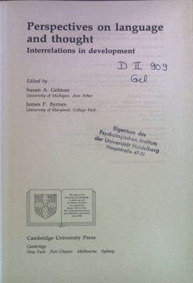 Perspectives on Language and Thought: Interrelations in Development. Gelman, Sus