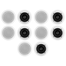 10 Rockville CC525T White 5.25" Commercial 70v Ceiling Speakers For Restaurant