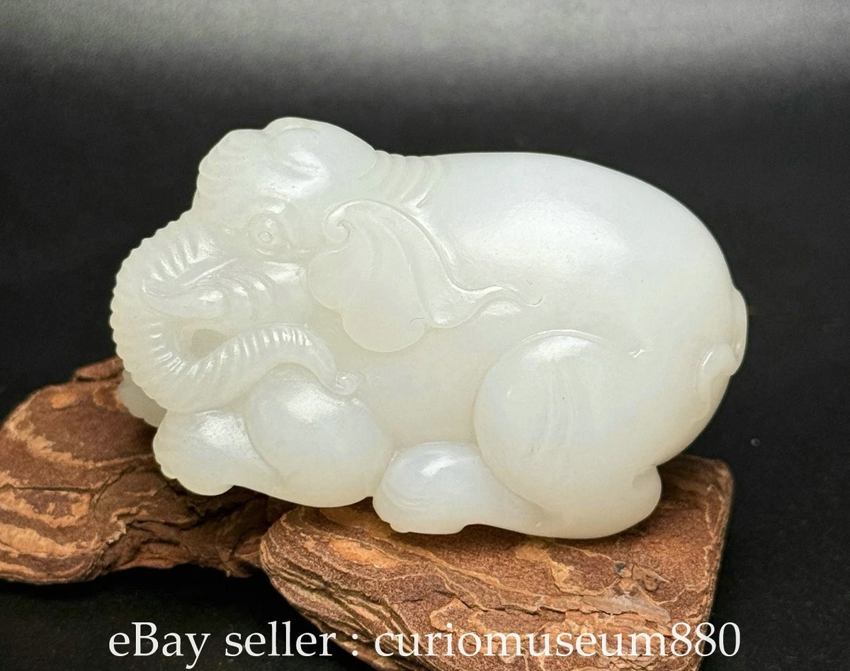 古董原始玉石古董中国大象雕像、雕像| eBay