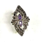 New ListingVNTG Sterling Silver 4.3mm Amethyst & Marcasite SZ-6 1/2 Ring 6.00g