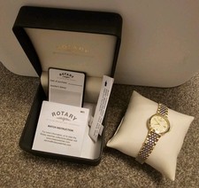 Rotary Ultra Slim Womens Watch Silver Tone Dial & Two Tone Bracelet - New In Box