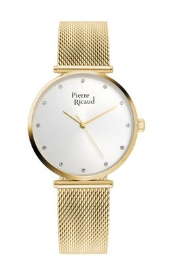 Pierre Ricaud Damenuhr Quarz Klassisch Mesh Gold Silber Zifferblatt