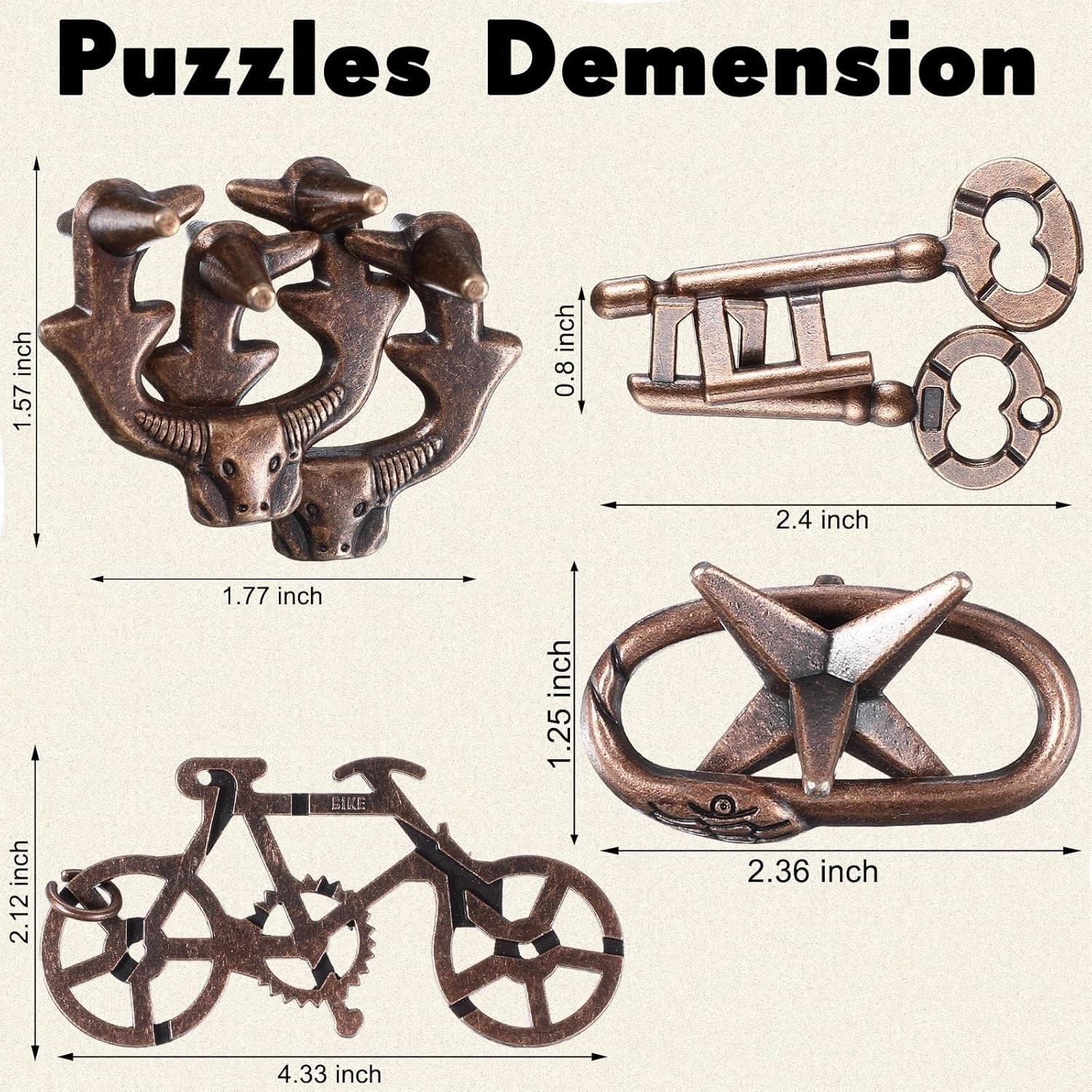 9 Pcs Metal Brain Teaser Puzzles Teaser 3D Steel Puzzle for Adults Unlock Interl