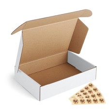 9x6x2 Shipping Boxes Small Corrugated Cardboard Box - 25 Pack White Mailing B...