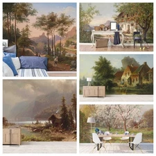 3D Forest House River Self-adhesive Wallpaper Removable Wallpaper Wall Mural