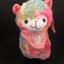 FOCO Raiders Plush Toy – Rainbow Tie-Dye Llama Stuffed Animal with Bandana