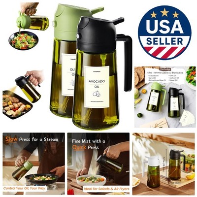 16oz Olive Oil Sprayer in Black & Green - Ideal for Cooking & Barbecues