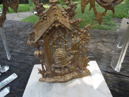 3 candelabros antiguos de latón y cristal de 1835 con manto de 3 brazos - Imagen 21 de 24