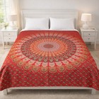 Tagesdecke Bettüberwurf 100% Baumwolle 210x230 Tischdecke Mandala India rot