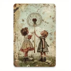 2D Flat, Dandelion Kids Vintage Tin Metal Signs Home Décor, Indoor Outdoor Decor