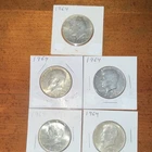 1964 Kennedy Half Dollar Silver Uncirculated Lot of 5 Coins Lot#17
