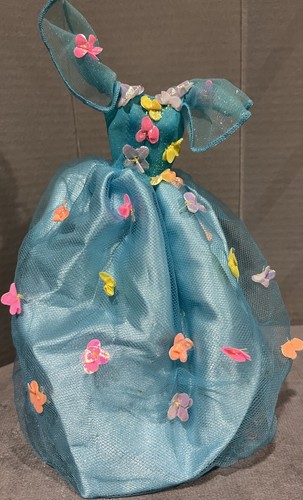 Vintage Songbird 1995 Barbie Doll Collectible Blue Butterfly Ball Gown Dress