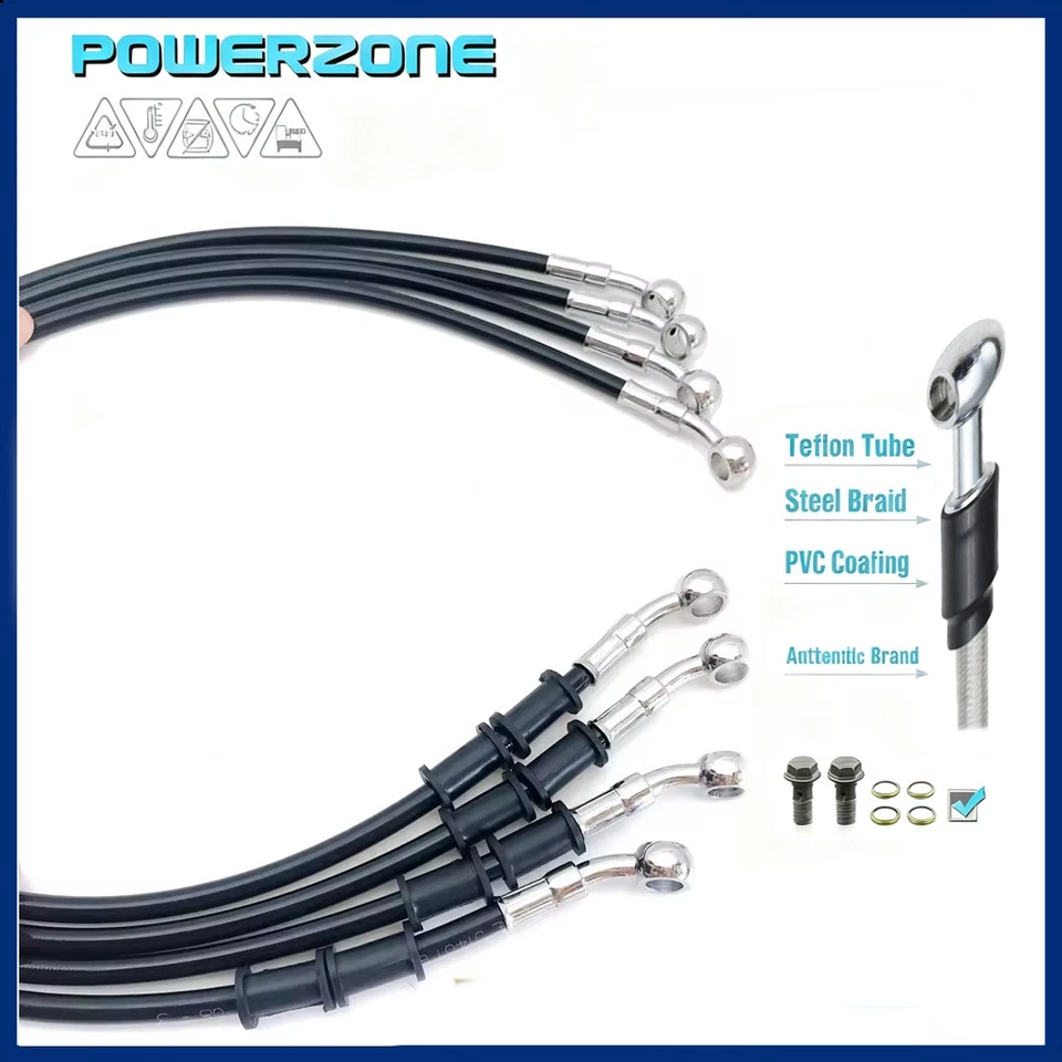 Tubo de manguera de aceite de embrague de freno de motocicleta trenzado hidráulico negro 80 cm 31,5" Foto 2 de 4