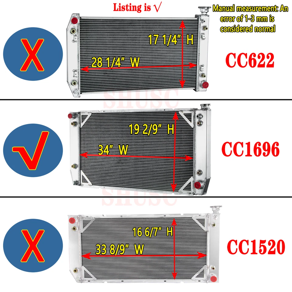 3 Row Radiator Shroud Fan For Chevy GMC C/K 2500 3500 Pickup 454 7.4L 1988-2000 - Image 3 of 4