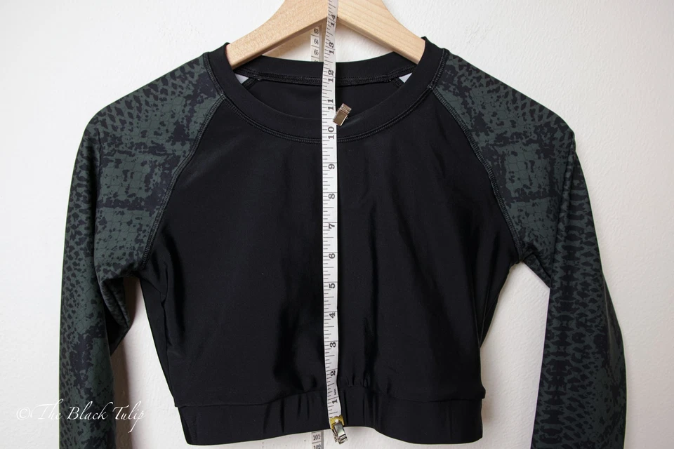 Rash Guard укороченный топ с длинным рукавом черный зеленый змея XS резинке плавать серфинга Activewear - Изображение 4 из 4
