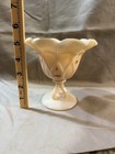 Vintage Westmoreland Almond Slag Glass Compote - Hand Painted Floral - Signed — photo 9
