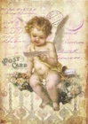 Vintage Rice Paper A4 Decoupage - Cherub Angel Postcard Script - Stamperia Craft