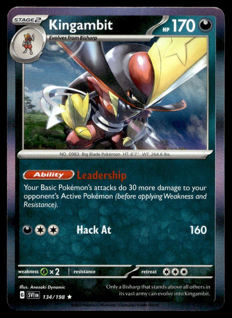 Kingambit 134/198 Pokemon Card Scarlet & Violet Rare 170 HP Holo Near Mint DY