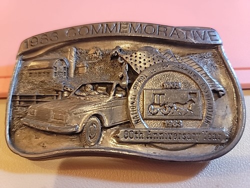 Fibbia cintura commemorativa porta lettere rurali 1983 limite 80° anniversario #830 - Foto 2 di 24