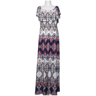 Laura Torelli Collection, Maxikleid, Größe: M, Blau/Mehrfarbig #4TF