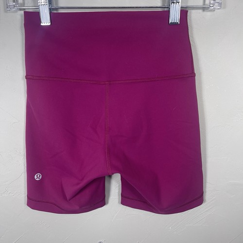 Lululemon Wunder Train Fuschia Shorts Sz 4 6 Inch Inseam Athleisure - Picture 2 of 5