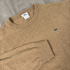 Lacoste Men  s Pure New Wool Woolmark Crewneck Sweater Camel Size 9