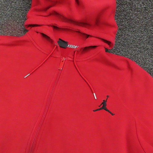 Jordan Hoodie Mens Medium Red Full Zip Sweatshirt Black Jumpman Basketball Nike - Picture 2 of 11