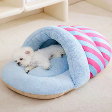 Winter Cat Cave Bed Plush Slippers Cat Sleeping House Semi-Enclosed Design Pet S