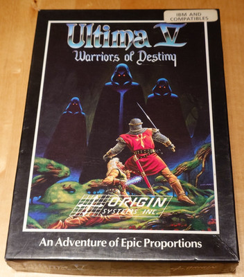 ULTIMA V - Warriors of Destiny (Origin Systems) IBM PC mit Stoffkarte&Amulett