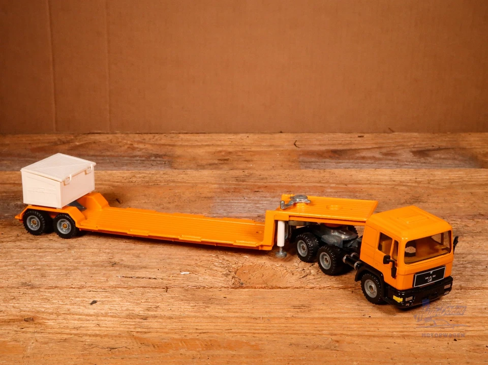 Siku Super Serie 3912 MAN Tieflader mit Baumaschine vintage diecast rare - Bild 4 von 4