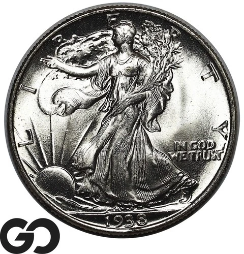1938 Walking Liberty Half Dollar, Swirling Luster, Superb Gem BU++