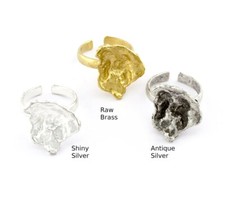 Leaf Ring Organic Shape Adjustable Raw brass, Antique Silver, Shiny Silver 4135