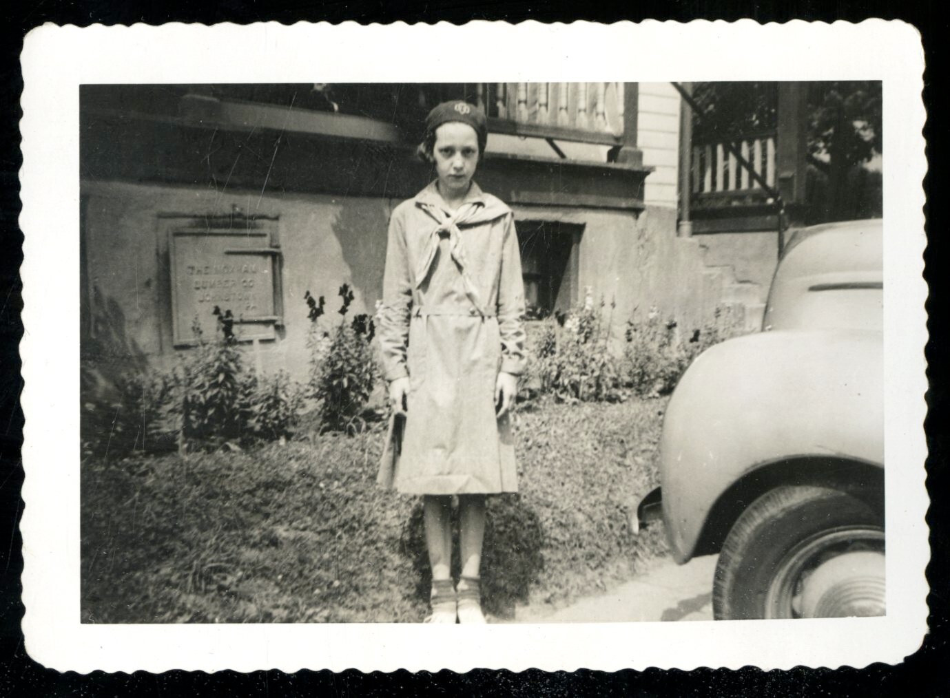 Vintage Photo GIRL SCOUT IN UNIFORM JOHNSTOWN, PA 1940's Name on Back