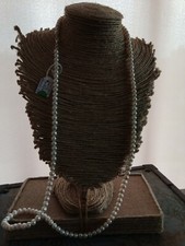 Collana ARGENTO 925 cm97 PERLE VERE NATURALI bianche mm 6,5/7,5 nuova irregolari
